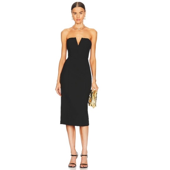 Veronica Beard Nabi Strapless Black midi dress - Picture 3 of 10